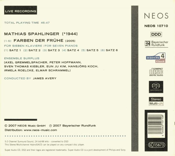 Mathias Spahlinger - Farben der Frühe - NEOS Music